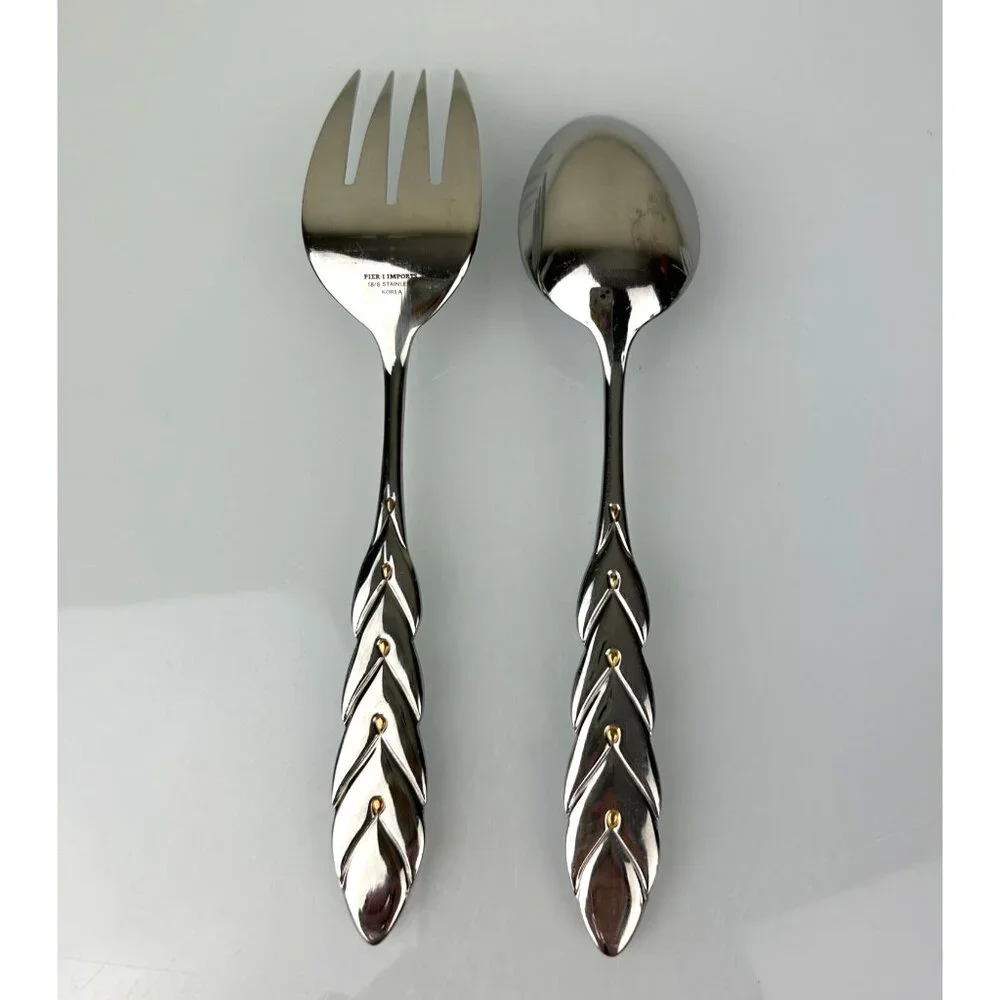 Pier 1 Imports Stainless Steel 18/8 Korea Serving Spoon & Fork Large